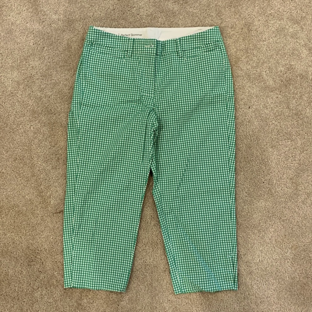 Talbots Green Gingham Perfect Skimmers 2P NWOT